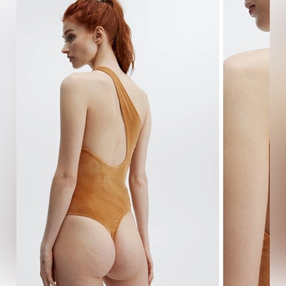 FABLETICS Gigi Velour Bodysuit Light Honey | Size XXS 0-2 | NWT - Picture 2 of 6